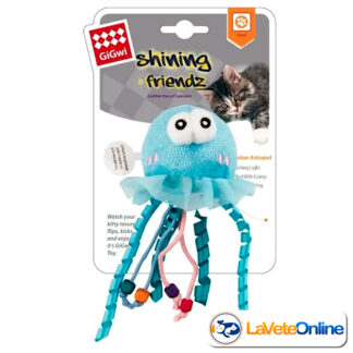 Medusa con luz y catnip Activa por movimiento GIGWI SHINNING FRIENDS JELLYFISH C/LED (MILX7458)