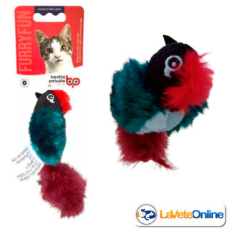 Pajarito Cazado Azul y Negro 12cm (TBP327) - Juguete Peluche Gato