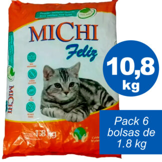 Piedras Sanitarias Clasica Michi Feliz 10.8 kg - Pack x 6 bolsas de 1.8kg(MICHIFELIZ2X6)