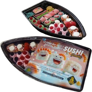 Bandeja Bote Sushi Gomitas Premium Regalo Original Eventos Cumpleaños - Más de 25 Piezas