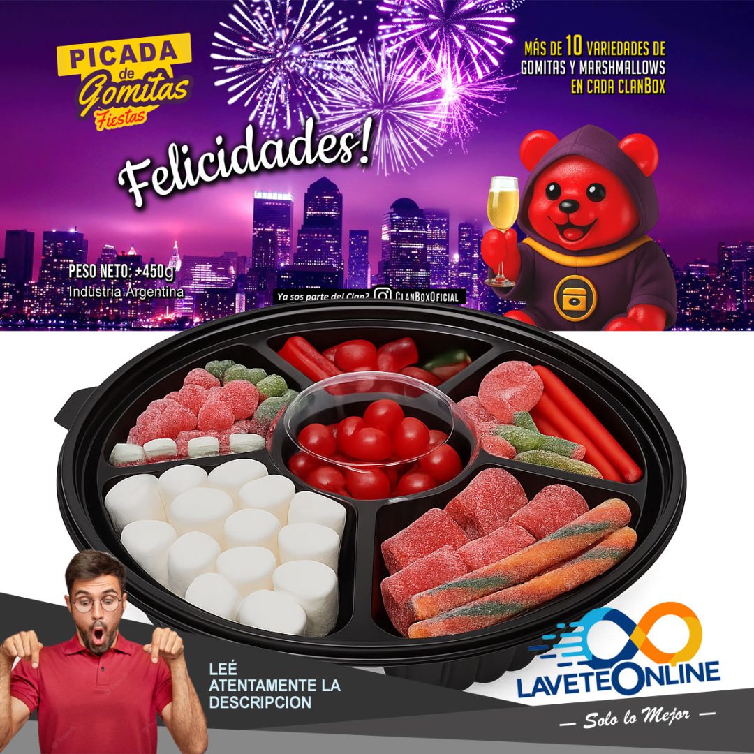 Bandeja Dulce Navideña Gomitas Regalo Original Fiestas 2026 - Felicidades V2 - Imagen 3