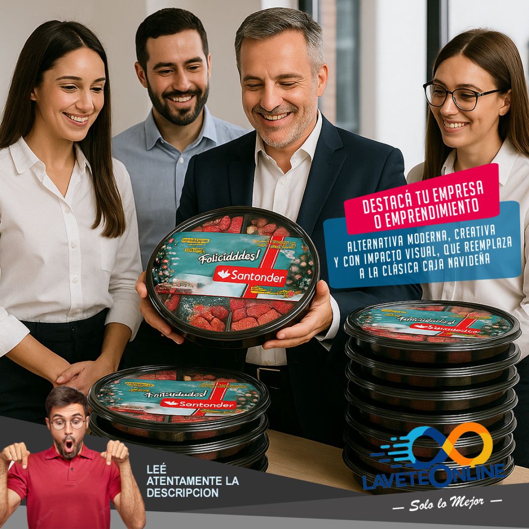Bandeja Dulce Navidad Personalizada Con Logo Tu Regalo Empresarial - Alternativa Caja Navideña - Motivo: Felicidades - Imagen 4