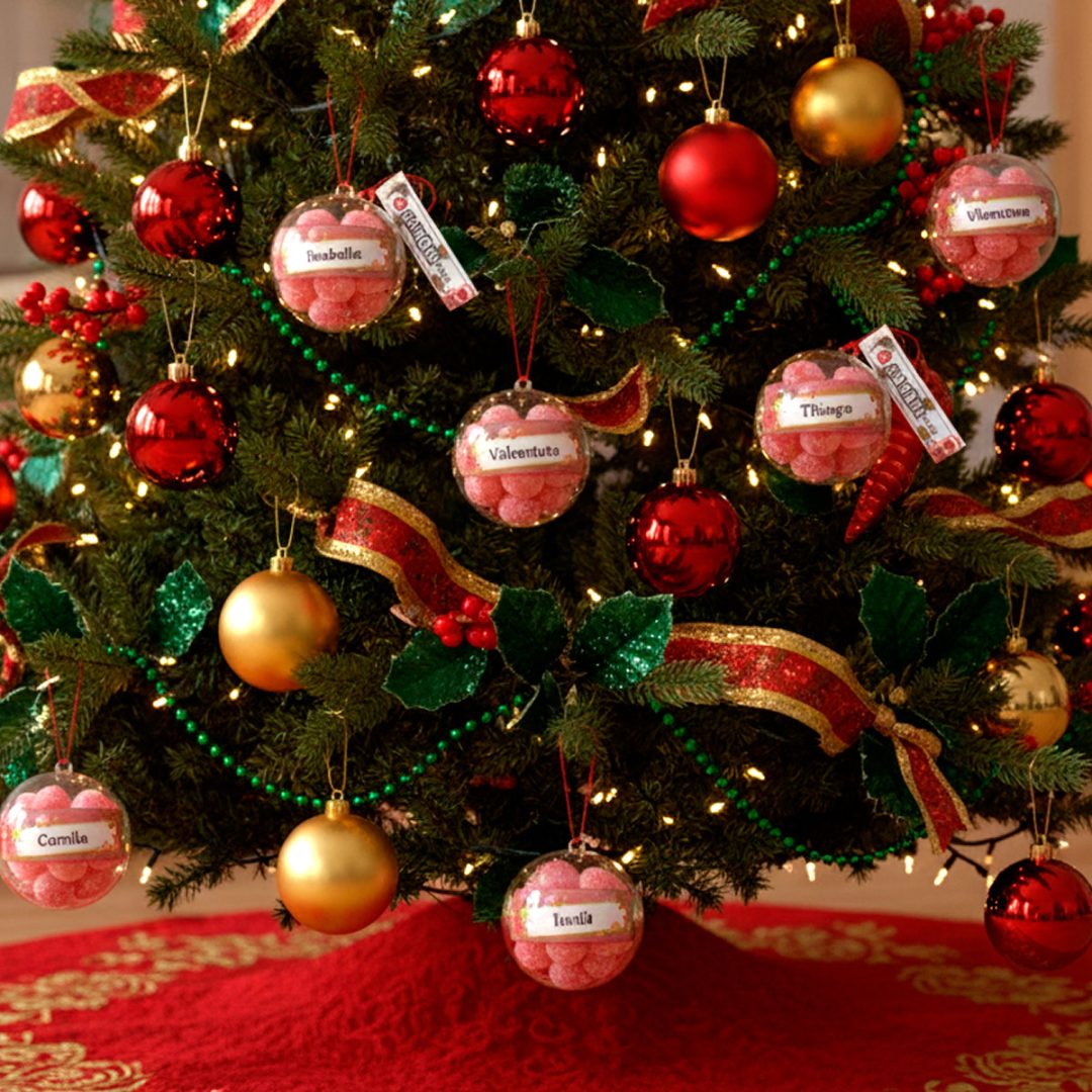 4 Esferas Navidad Personalizadas Logo Nombre C/gomitas 80g - Imagen 6