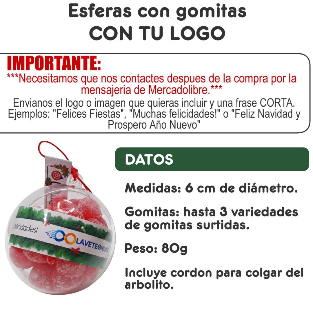 Esfera Navideña Personalizada Rellena de Gomitas – Souvenir y Regalo Original - Imagen 2