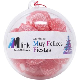 Esfera Navideña Personalizada Rellena de Gomitas – Souvenir y Regalo Original