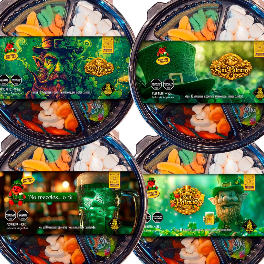 Bandeja San Patricio Picada Dulce Gomitas Box Premium Juntadas Previa – Varios Motivos