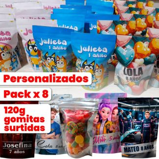 DoyPack Personalizado con Gomitas 120g Pack x 8 unidades - Souvenir Eventos Bolsita Golosinas