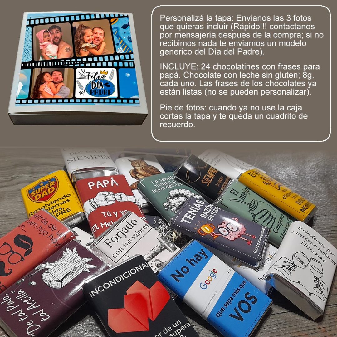 Caja con Chocolatines Tapa Personalizada: Especial Día del Padre (24 Unidades) 👔 📸✨ - Image 2