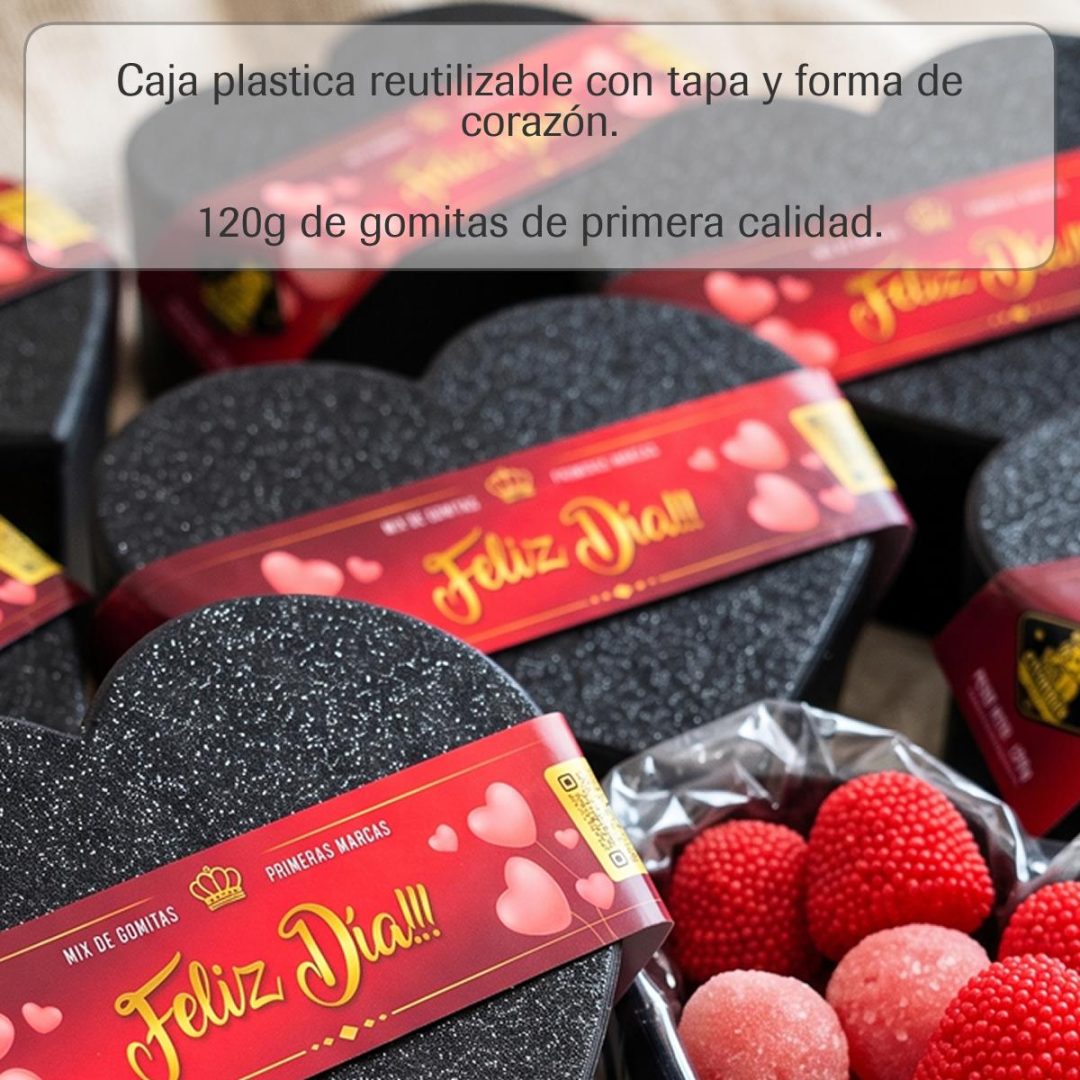 Caja Corazón Organizador con Gomitas 120g - "Feliz Día" 💖🍎💼 - Imagen 13