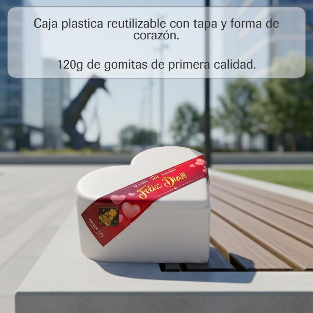 Caja Corazón Organizador con Gomitas 120g - "Feliz Día" 💖🍎💼 - Imagen 8