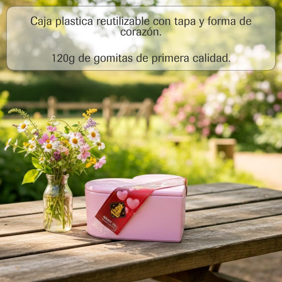 Caja Corazón Organizador con Gomitas 120g - "Feliz Día" 💖🍎💼 - Imagen 6