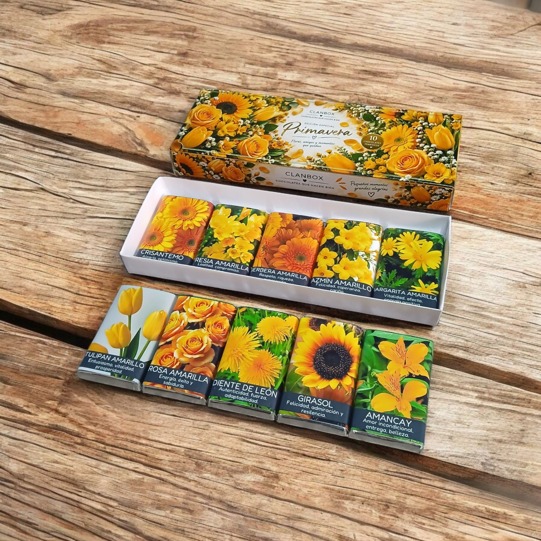Estuche Chocolatines 10 Flores Amarillas - Primavera, Amistad, Excusa para Regalar🌻☀️ - Imagen 8