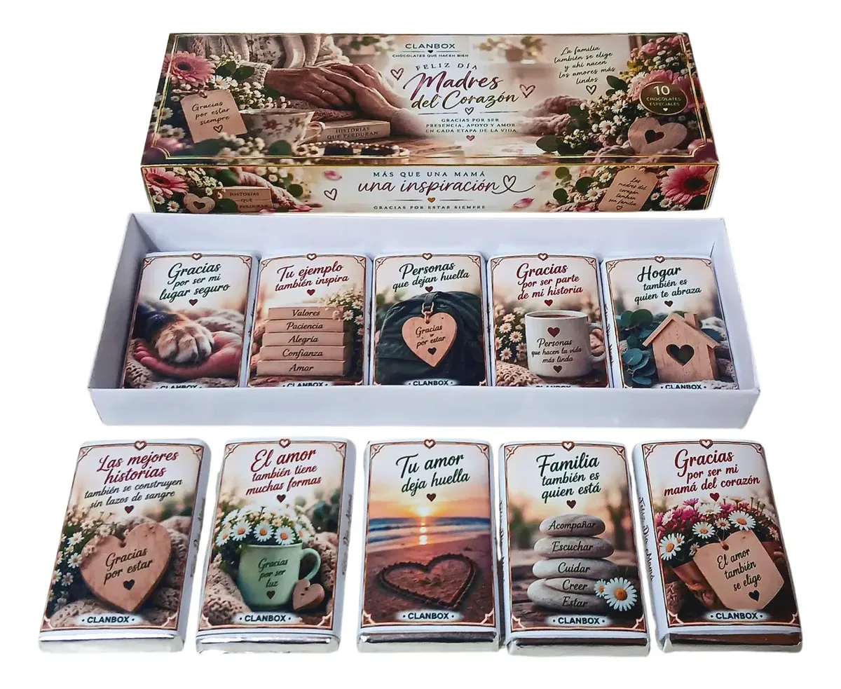 Estuche 10 chocolatines Frases para Mamá del Corazón - Edición Especial: Día de la Madre