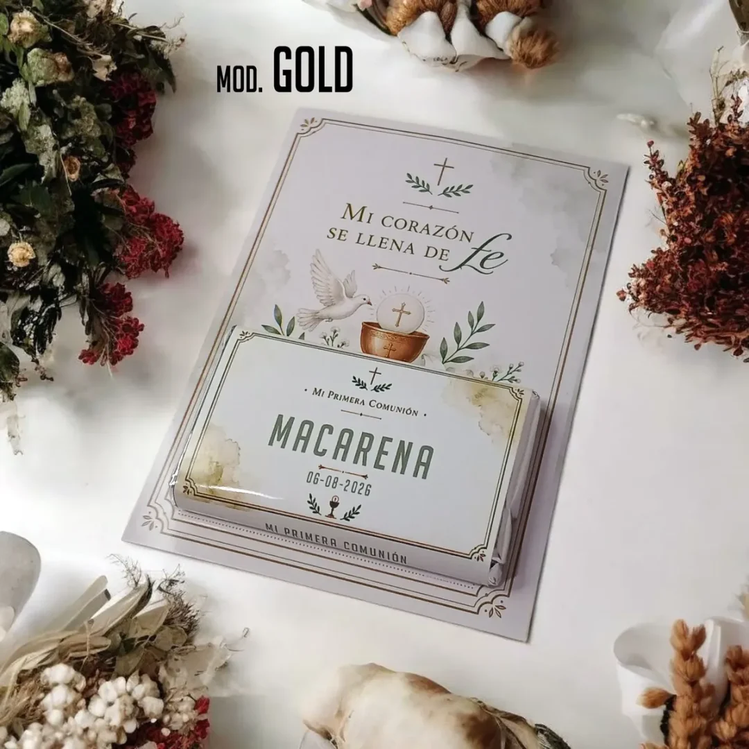 Chocotarjeta Souvenir Comunión/Bautismo 🕊️✨ - Imagen 6