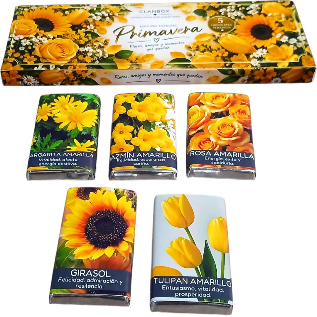 Estuche Chocolatines 5 Flores Amarillas - Primavera, Amistad, Excusa para Regalar🌻☀️