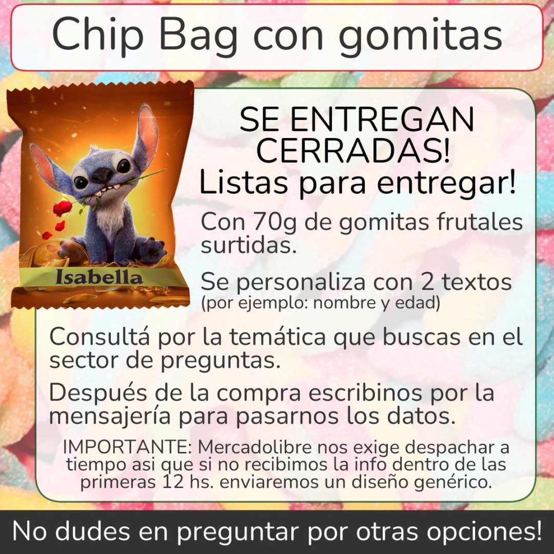 Chip Bag Small Personalizada con Gomitas 70g - El Recuerdo Dulce Perfecto 🍬✨🎈 - Imagen 2