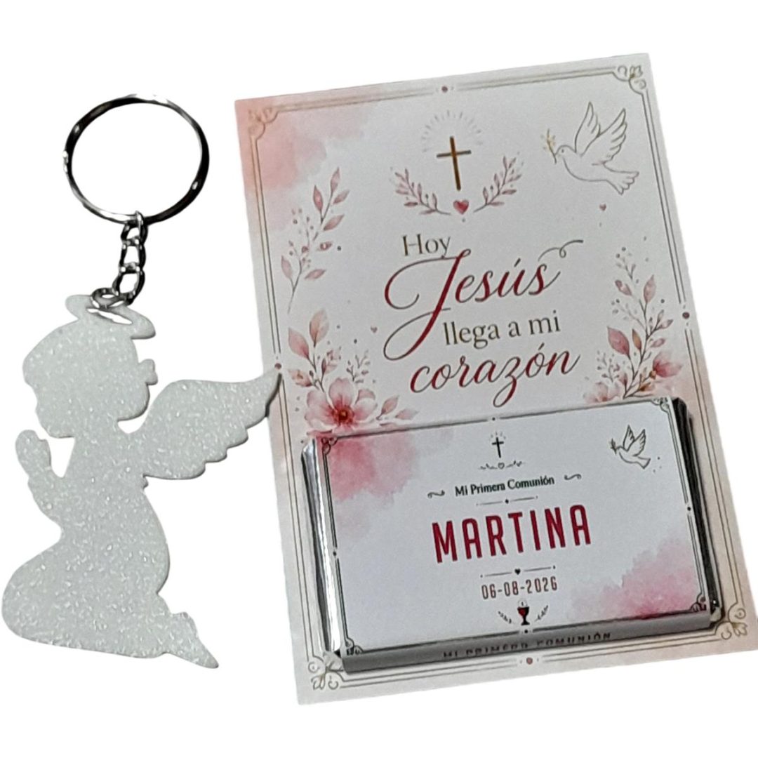 Chocotarjeta con Llavero ó Señalador - Souvenir Comunión/Bautismo 🕊️✨ - Imagen 5
