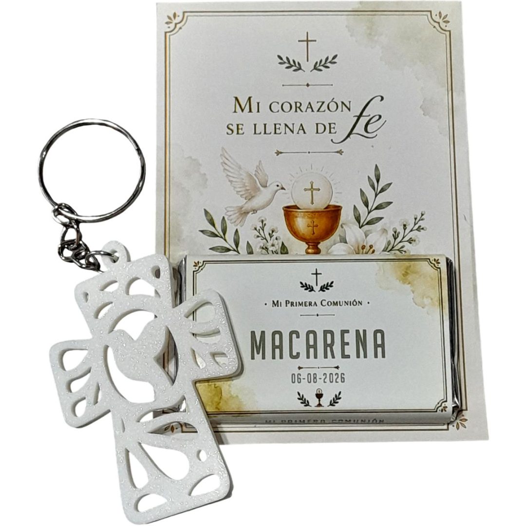 Chocotarjeta con Llavero ó Señalador - Souvenir Comunión/Bautismo 🕊️✨ - Imagen 12