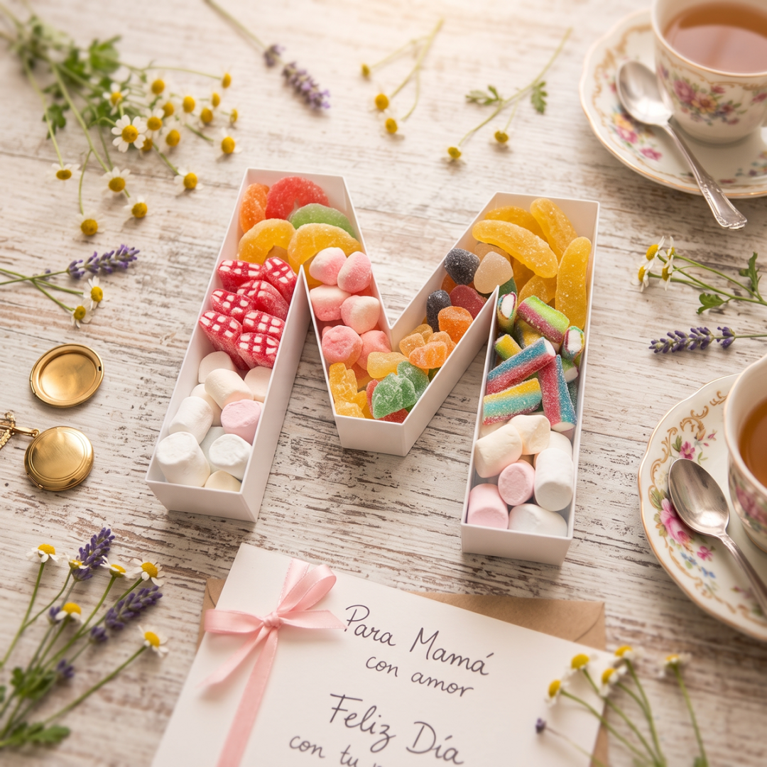 Box Letra M con Gomitas y Malvaviscos Surtidos - Mamá Día de la Madre 🎁💖 - Imagen 4