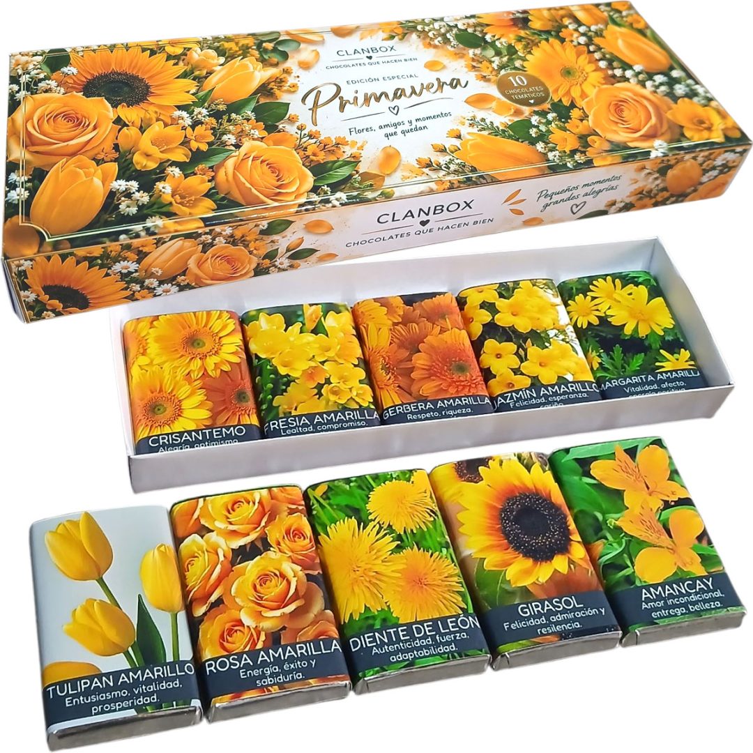 Estuche Chocolatines 10 Flores Amarillas - Primavera, Amistad, Excusa para Regalar🌻☀️