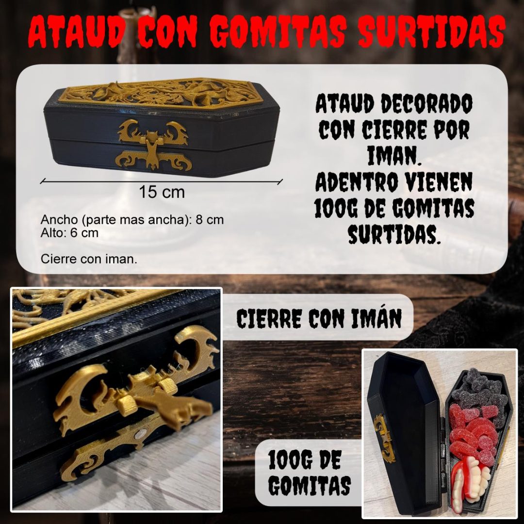 Box Ataúd Gótico con Gomitas de Terror – Box Edición Halloween / Dark 🖤💀🎃 - Imagen 2