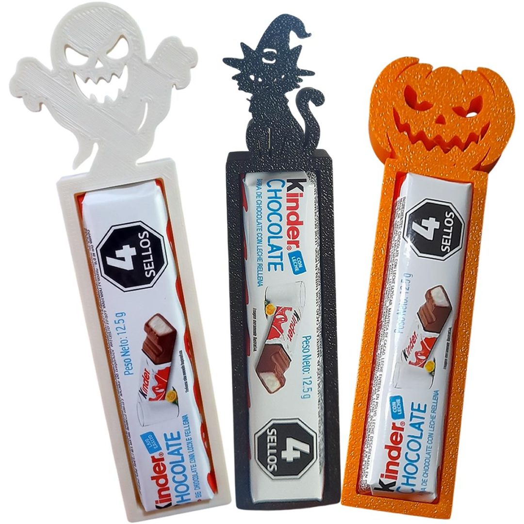 Set de 3 Figuras Halloween Porta Chocolatín Kinder (Incluído) 🎃👻✨