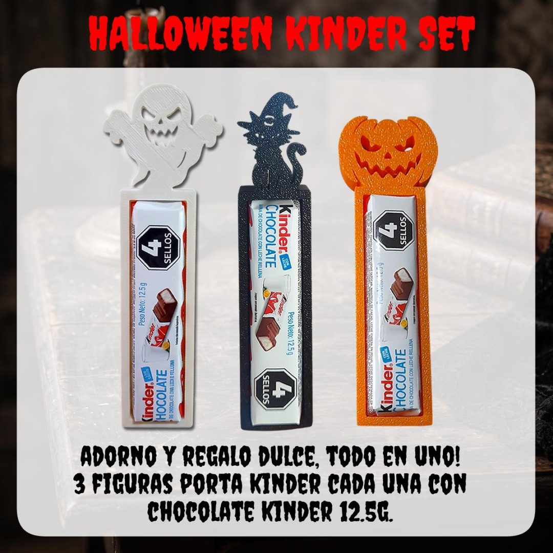 Set de 3 Figuras Halloween Porta Chocolatín Kinder (Incluído) 🎃👻✨ - Imagen 2